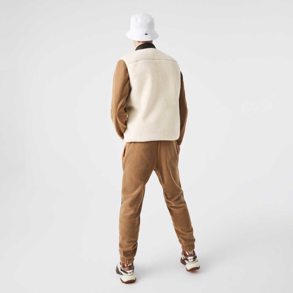 Lacoste Sherpa Fleece Vest Vita Khaki Gröna | HUQRO-8197