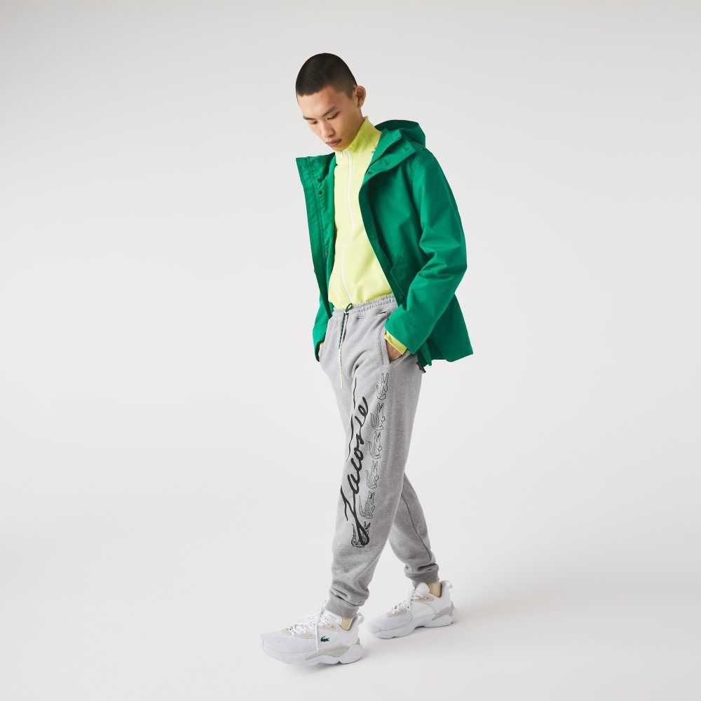 Lacoste Signature And Crocodile Print Bomull Fleece Jogging Grå | XAIBN-4180