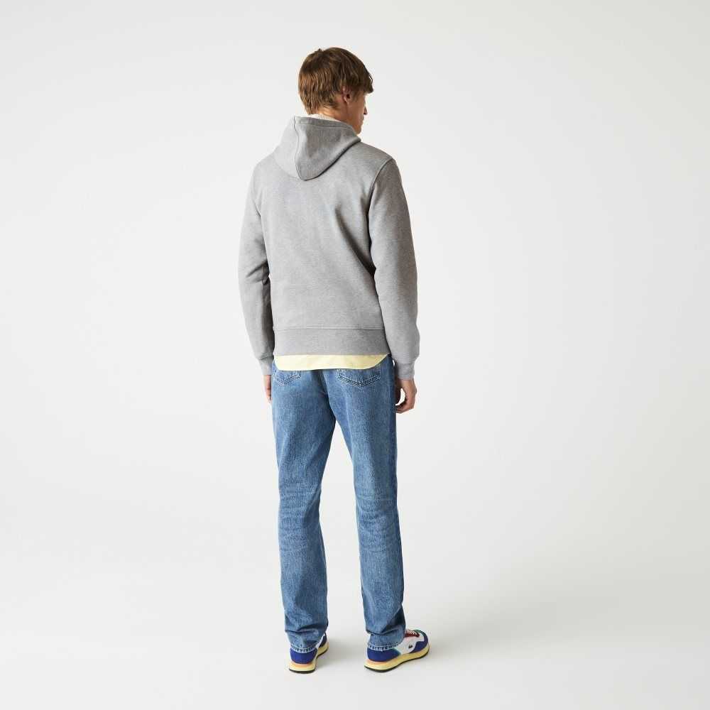 Lacoste Signature Flecked Bomull Fleece Hoodie Grå | ESRYU-9784