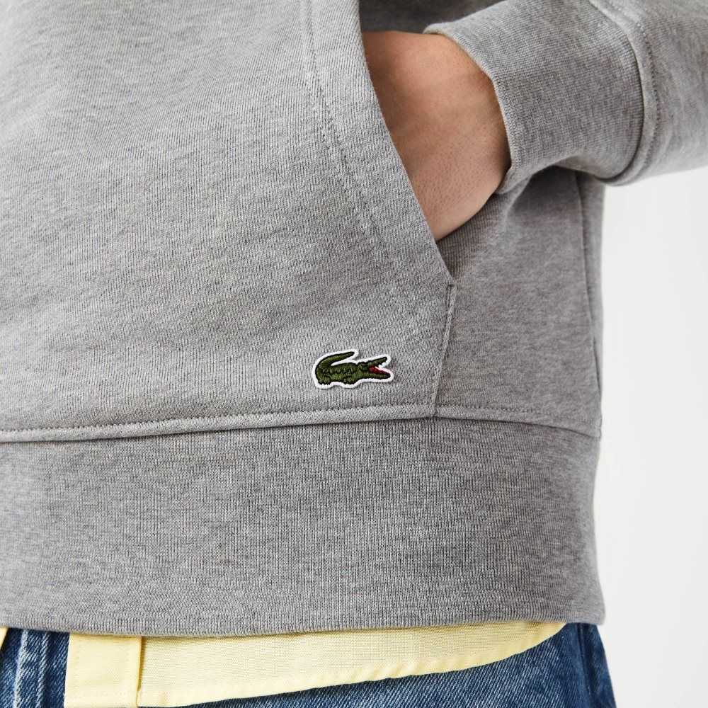 Lacoste Signature Flecked Bomull Fleece Hoodie Grå | ESRYU-9784