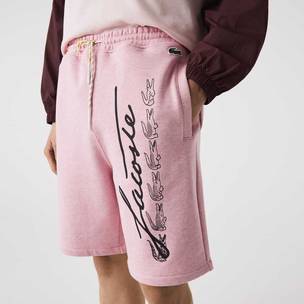 Lacoste Signature Print Bomull Fleece Rosa | TKSWU-7052