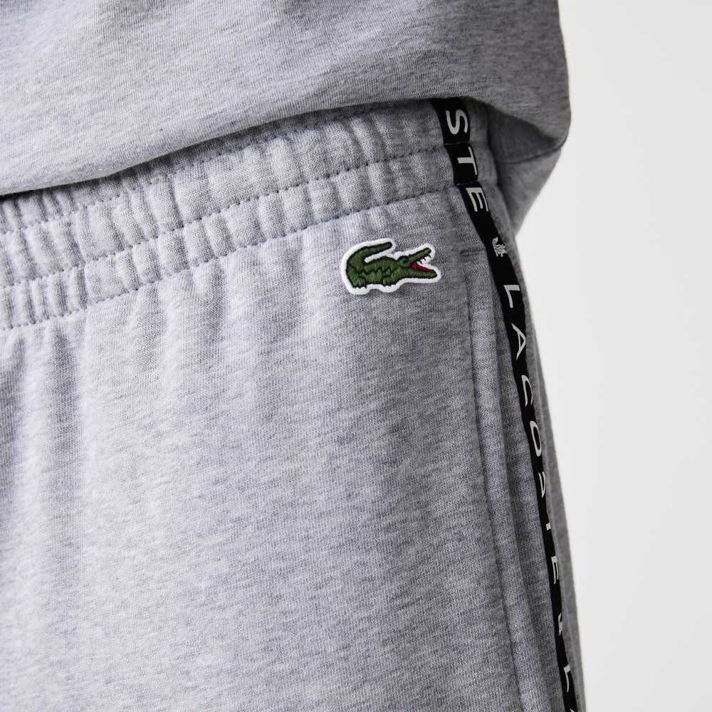 Lacoste Signature Randig Colorblock Fleece Jogging Grå Svarta Vita | FLDUX-2391