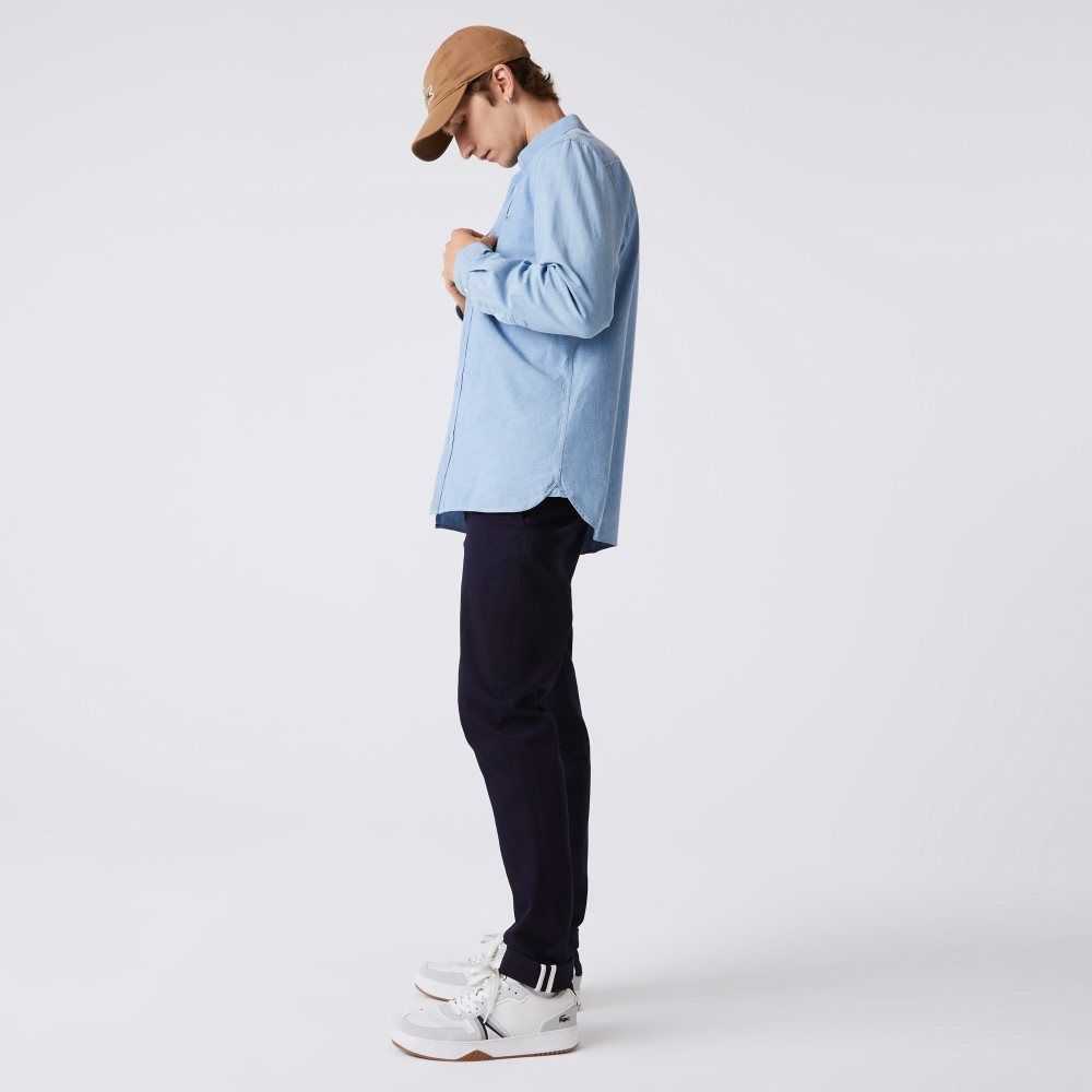 Lacoste Slim Fit Bomull Chambray Blå | AYSHX-0632