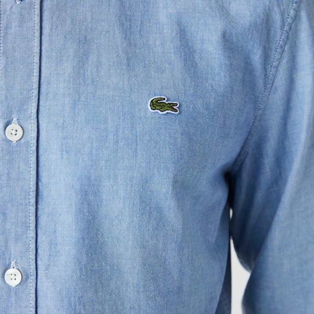 Lacoste Slim Fit Bomull Chambray Blå | AYSHX-0632