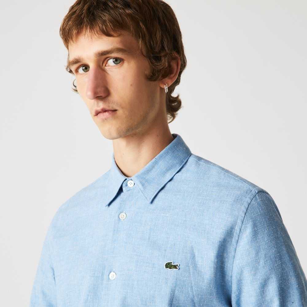 Lacoste Slim Fit Bomull Chambray Blå Vita | SLYVZ-8315