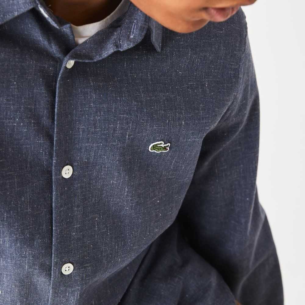 Lacoste Slim Fit Bomull Chambray Marinblå Blå Vita | AMJEQ-7362