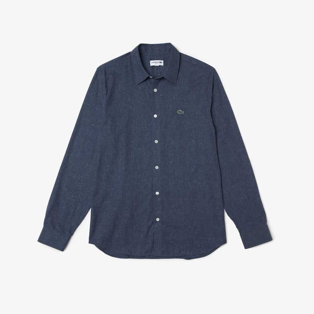 Lacoste Slim Fit Bomull Chambray Marinblå Blå Vita | AMJEQ-7362