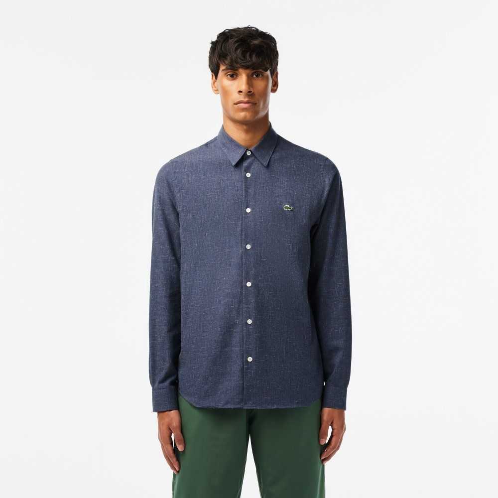 Lacoste Slim Fit Bomull Chambray Marinblå Blå Vita | AMJEQ-7362