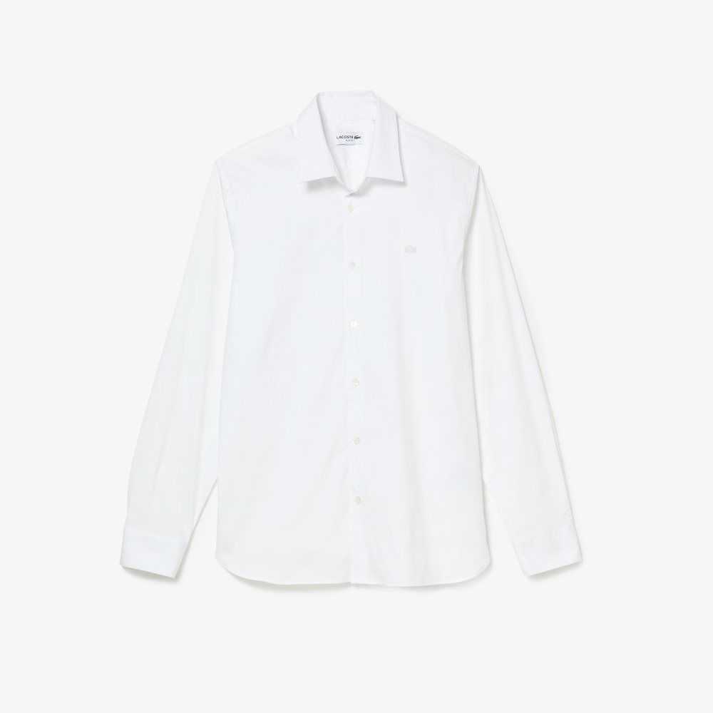 Lacoste Slim Fit French Collar Bomull Poplin Vita | EJYLR-8951