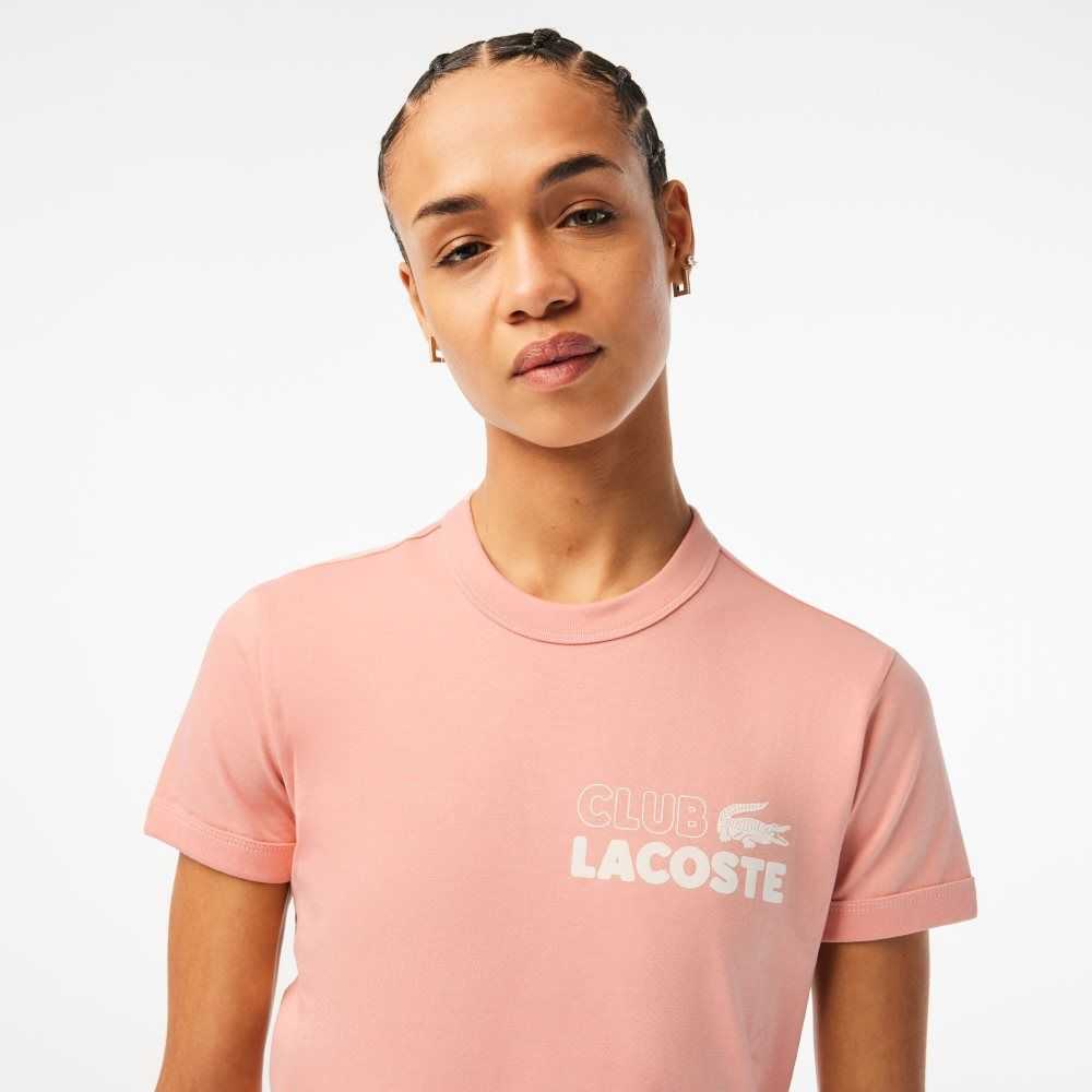 Lacoste Slim Fit Organic Bomull Jersey T-Shirt Ljusrosa | PZSET-6037