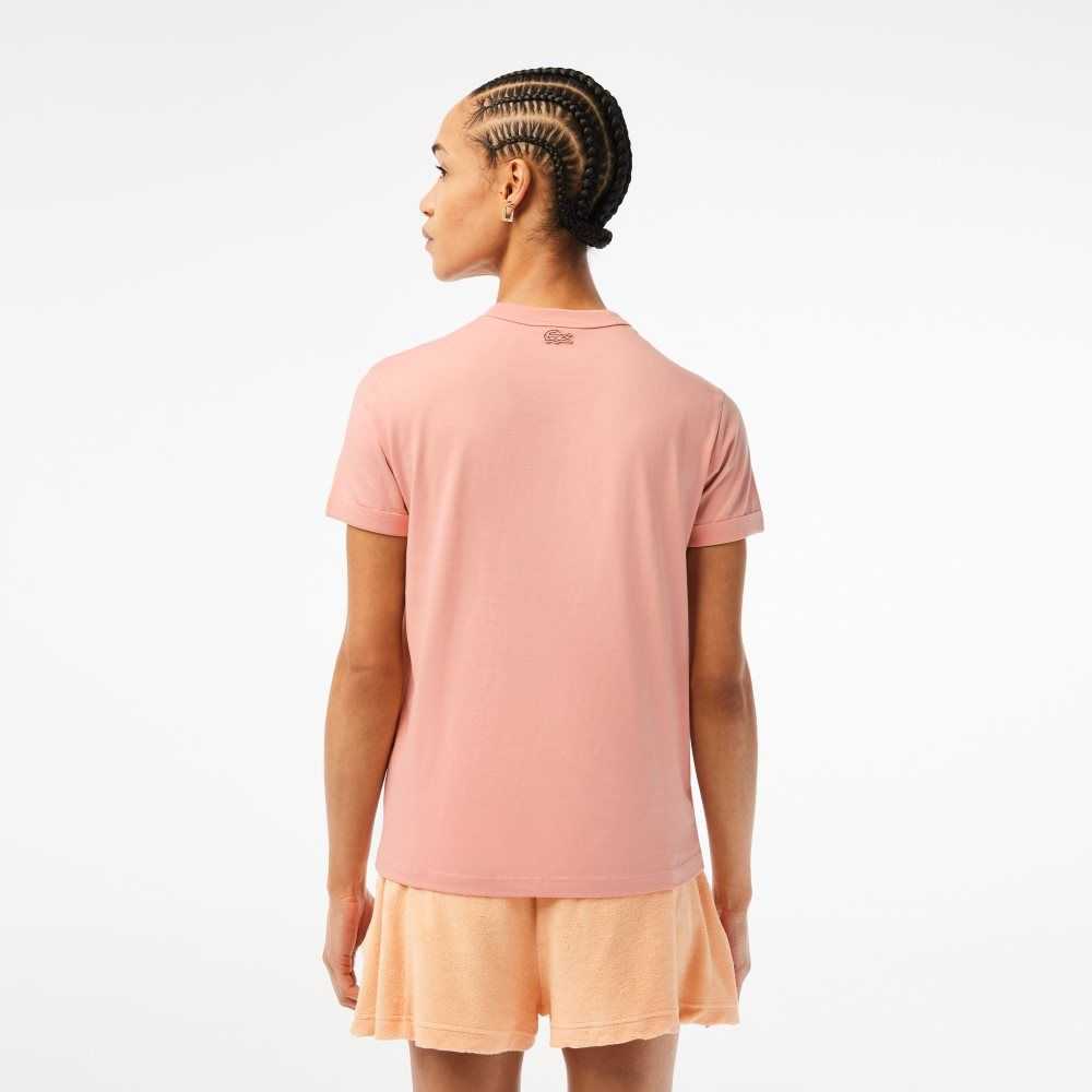 Lacoste Slim Fit Organic Bomull Jersey T-Shirt Ljusrosa | PZSET-6037