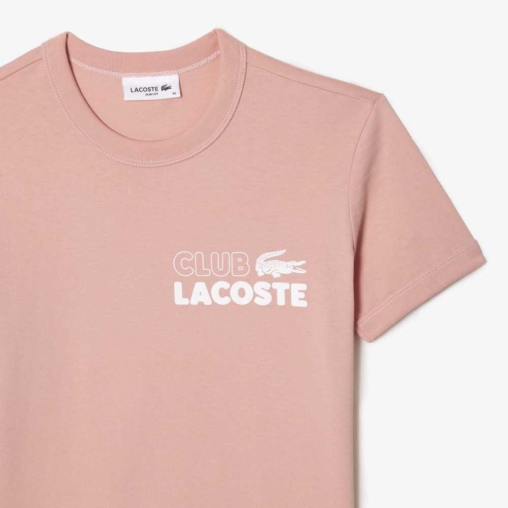 Lacoste Slim Fit Organic Bomull Jersey T-Shirt Ljusrosa | PZSET-6037