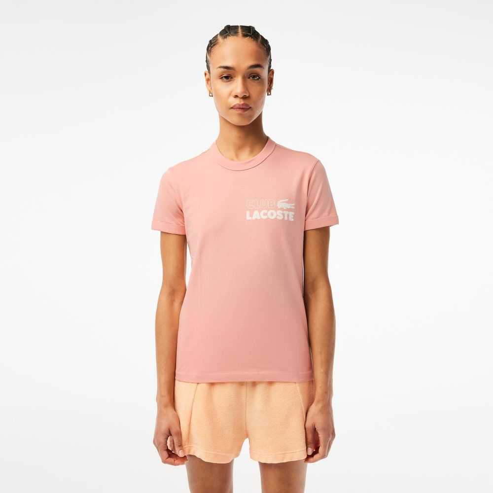 Lacoste Slim Fit Organic Bomull Jersey T-Shirt Ljusrosa | PZSET-6037