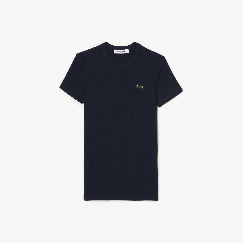 Lacoste Slim Fit Organic Bomull T-Shirt Marinblå Blå | FLVZQ-4158