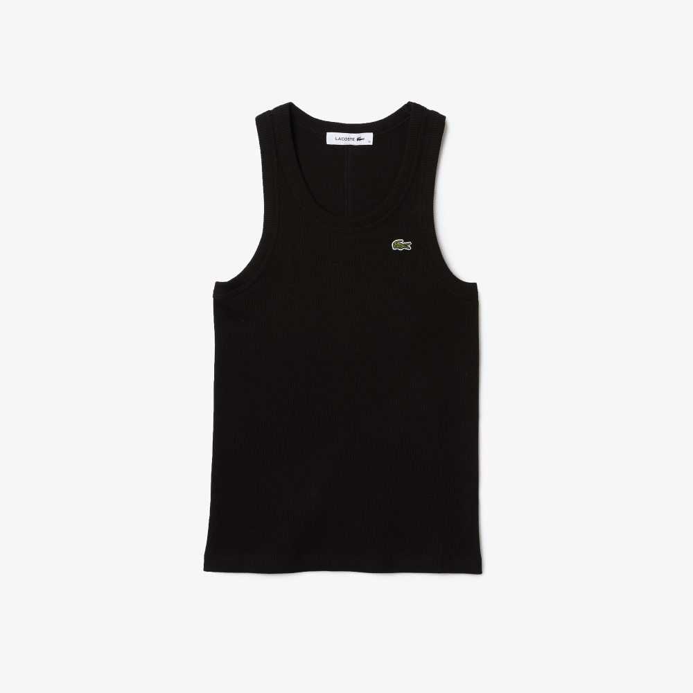 Lacoste Slim Fit Organic Bomull Tank Svarta | MZJSL-4532