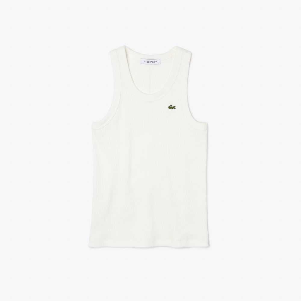 Lacoste Slim Fit Organic Bomull Tank Vita | KYNZA-8190