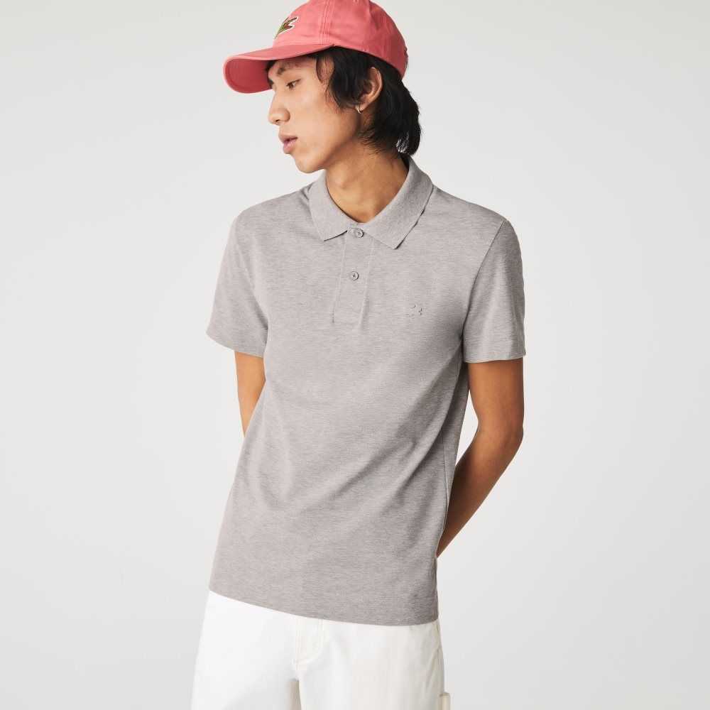 Lacoste Slim Fit Organic Stretch Bomull Pique Grå | KWZJF-7138