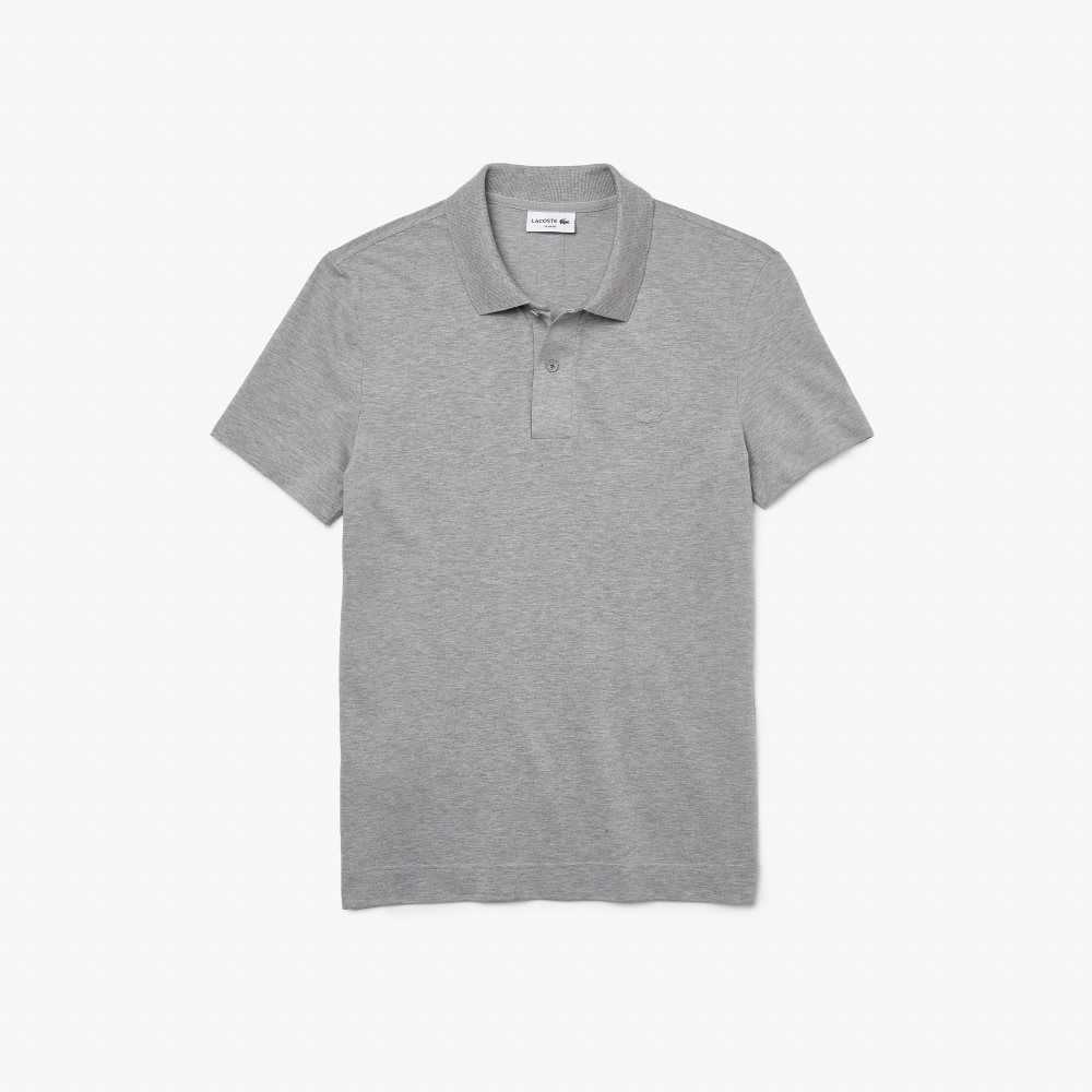 Lacoste Slim Fit Organic Stretch Bomull Pique Grå | KWZJF-7138