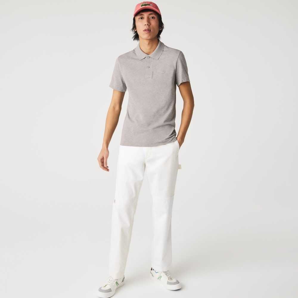 Lacoste Slim Fit Organic Stretch Bomull Pique Grå | KWZJF-7138