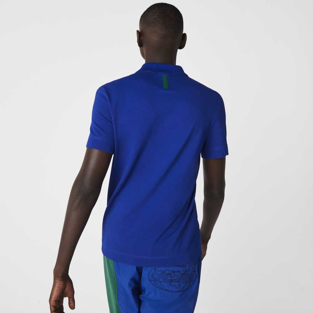 Lacoste Slim Fit Organic Stretch Bomull Pique Blå | UIMJZ-3194