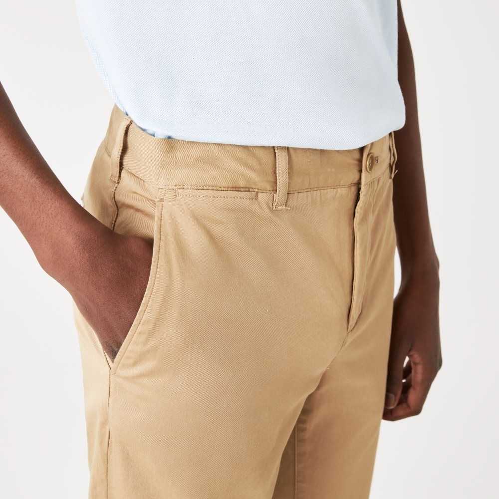 Lacoste Slim Fit Stretch Bomull Beige | UKMGL-5712