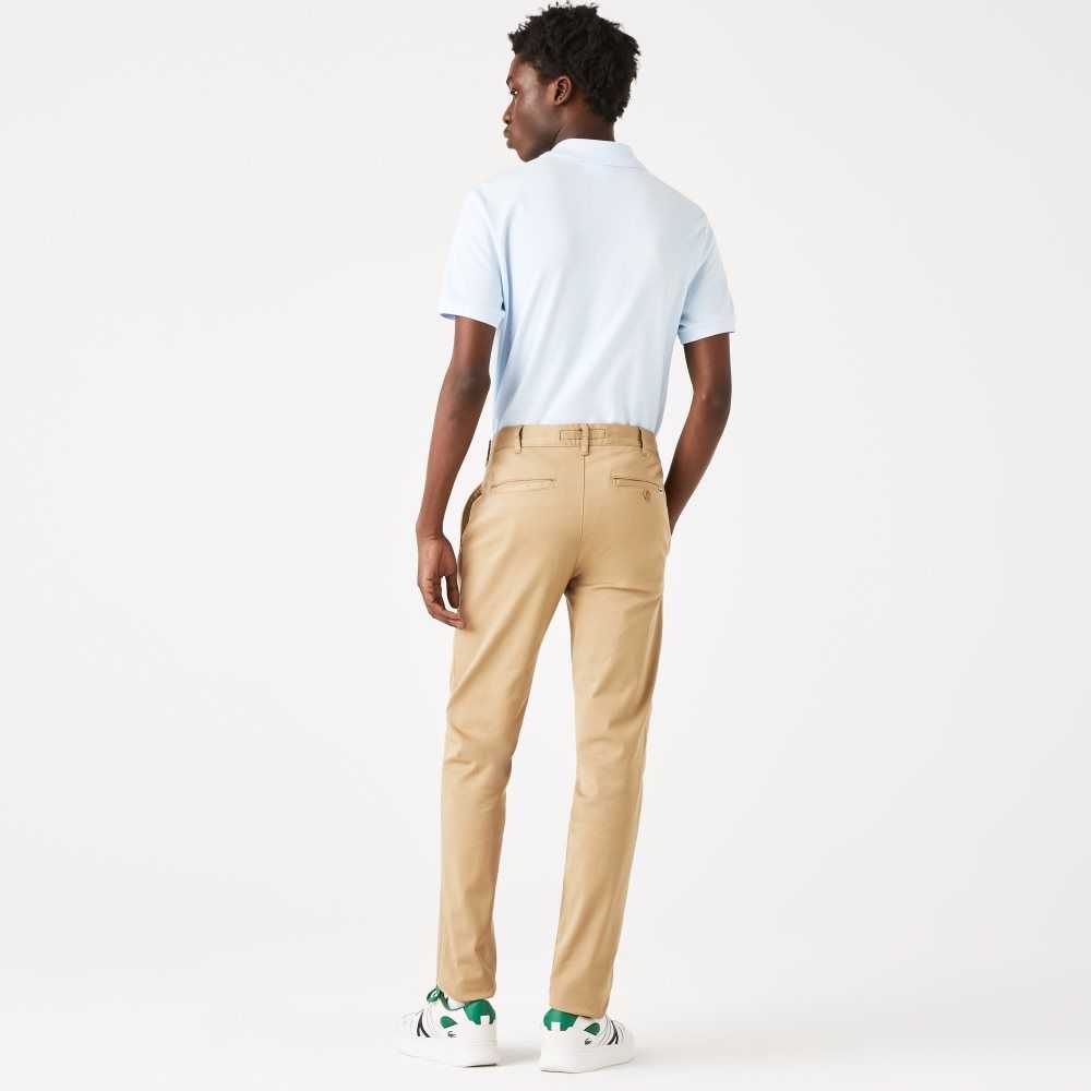 Lacoste Slim Fit Stretch Bomull Beige | UKMGL-5712