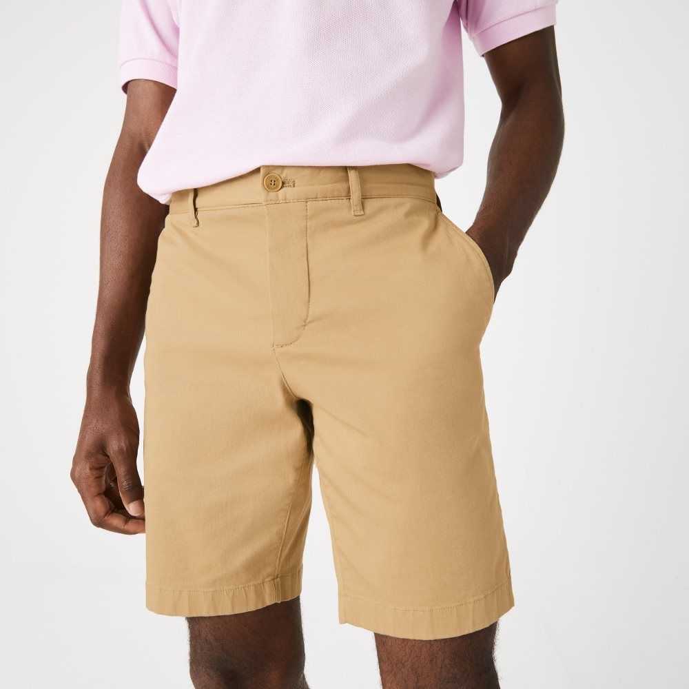 Lacoste Slim Fit Stretch Bomull Bermuda Beige | CLQGE-5286