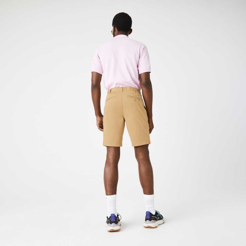 Lacoste Slim Fit Stretch Bomull Bermuda Beige | CLQGE-5286