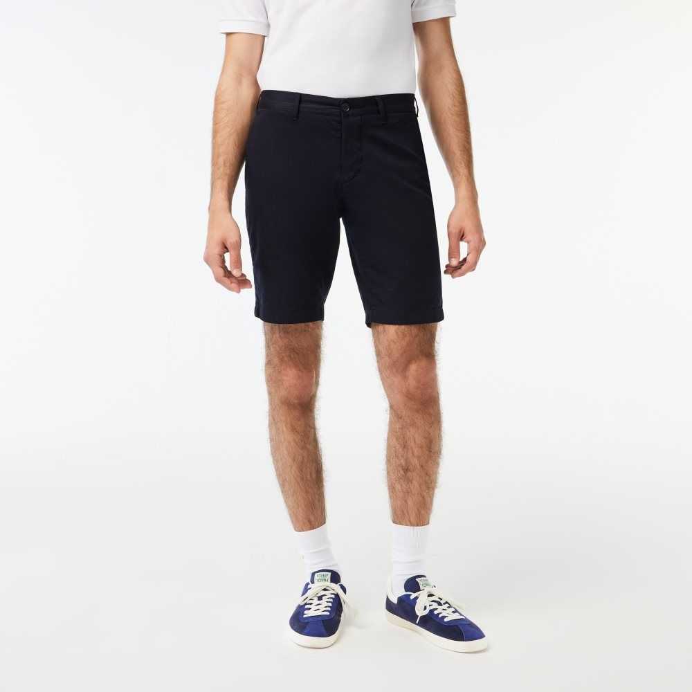 Lacoste Slim Fit Stretch Bomull Bermuda Marinblå Blå | LAKTX-4307