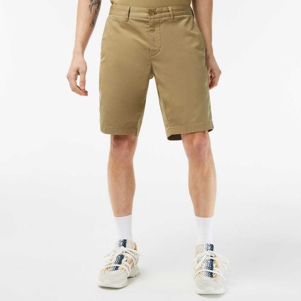 Lacoste Slim Fit Stretch Bomull Bermuda Beige | ZKXTF-7046