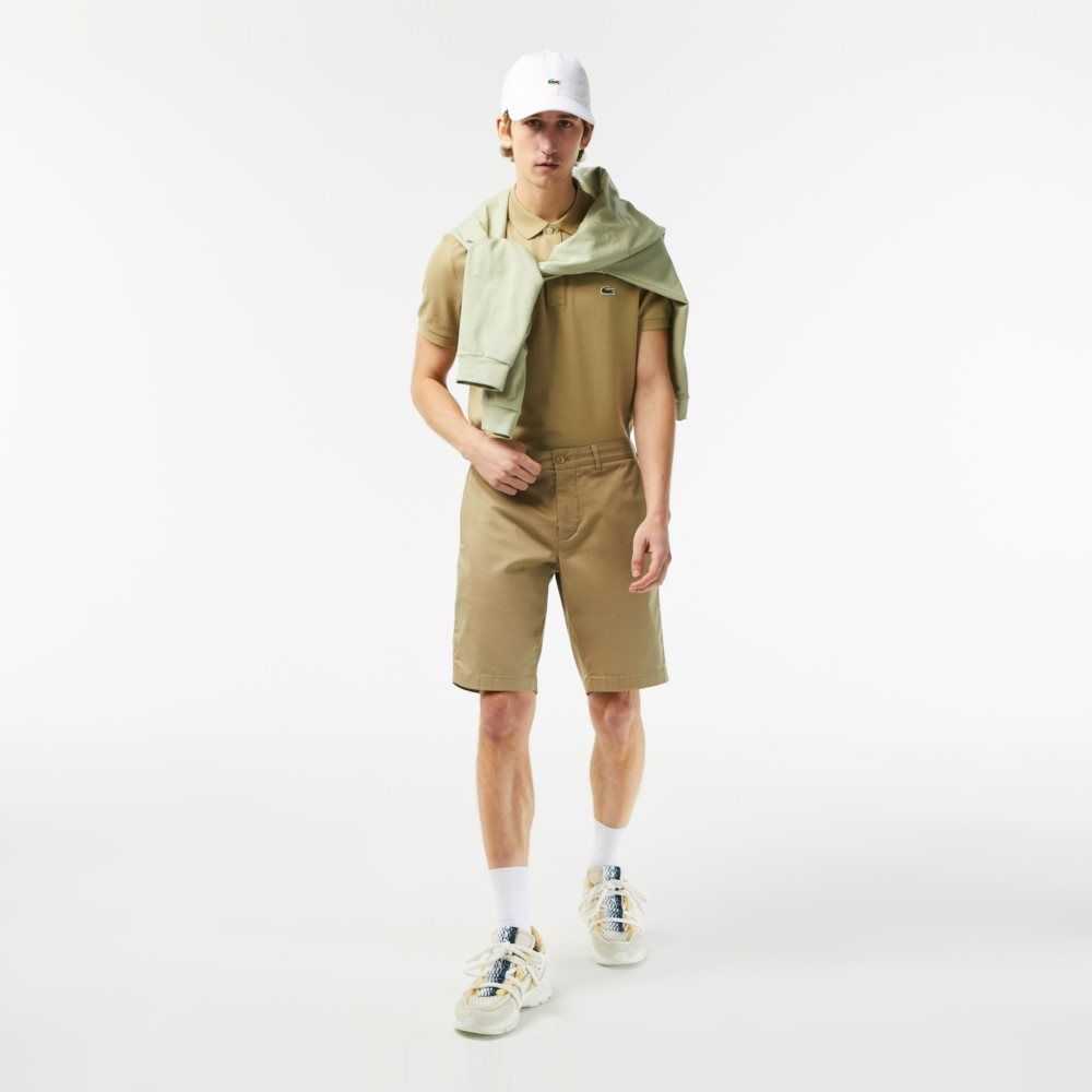 Lacoste Slim Fit Stretch Bomull Bermuda Beige | ZKXTF-7046