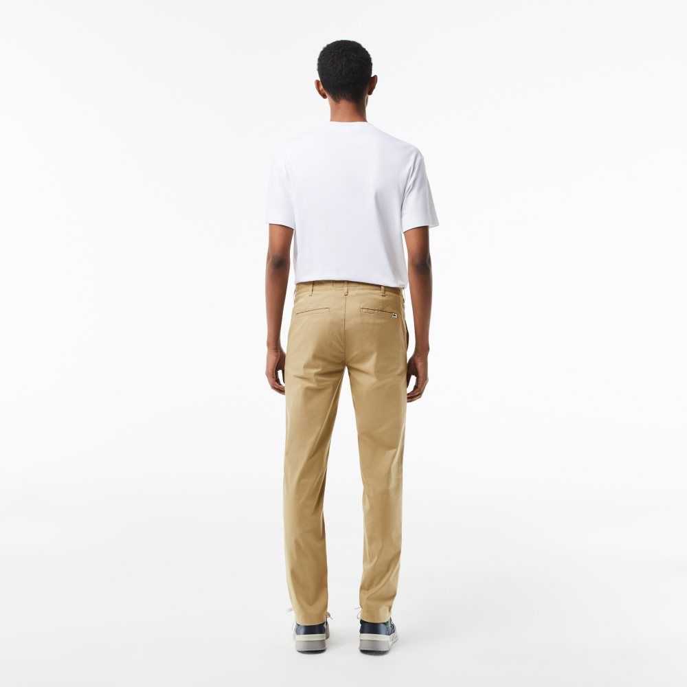 Lacoste Slim Fit Stretch Bomull Chinos Beige | PKWFR-7350