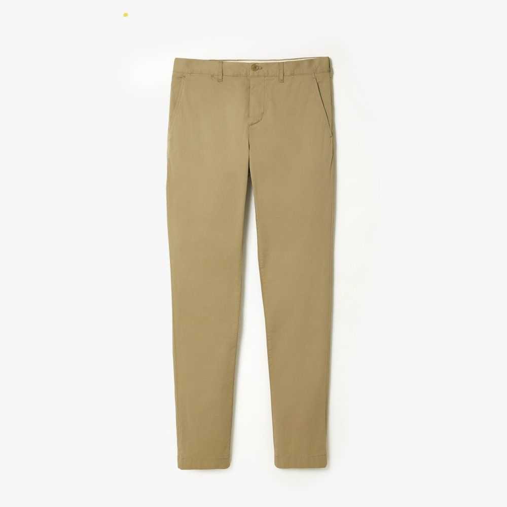 Lacoste Slim Fit Stretch Bomull Chinos Beige | PKWFR-7350