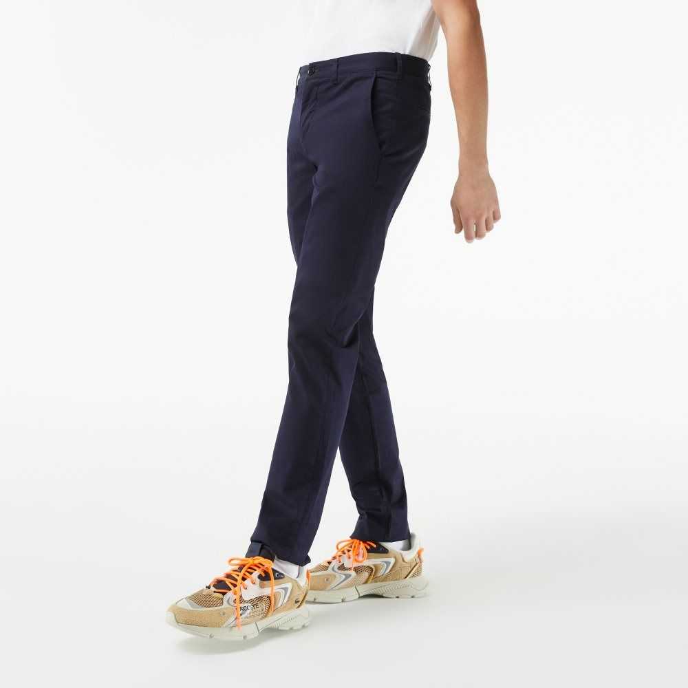 Lacoste Slim Fit Stretch Bomull Chinos Marinblå Blå | PYWOJ-2431