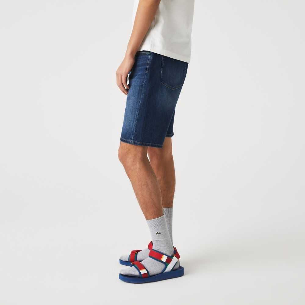 Lacoste Slim Fit Stretch Bomull Denim Bermuda Blå | DSFUO-4750