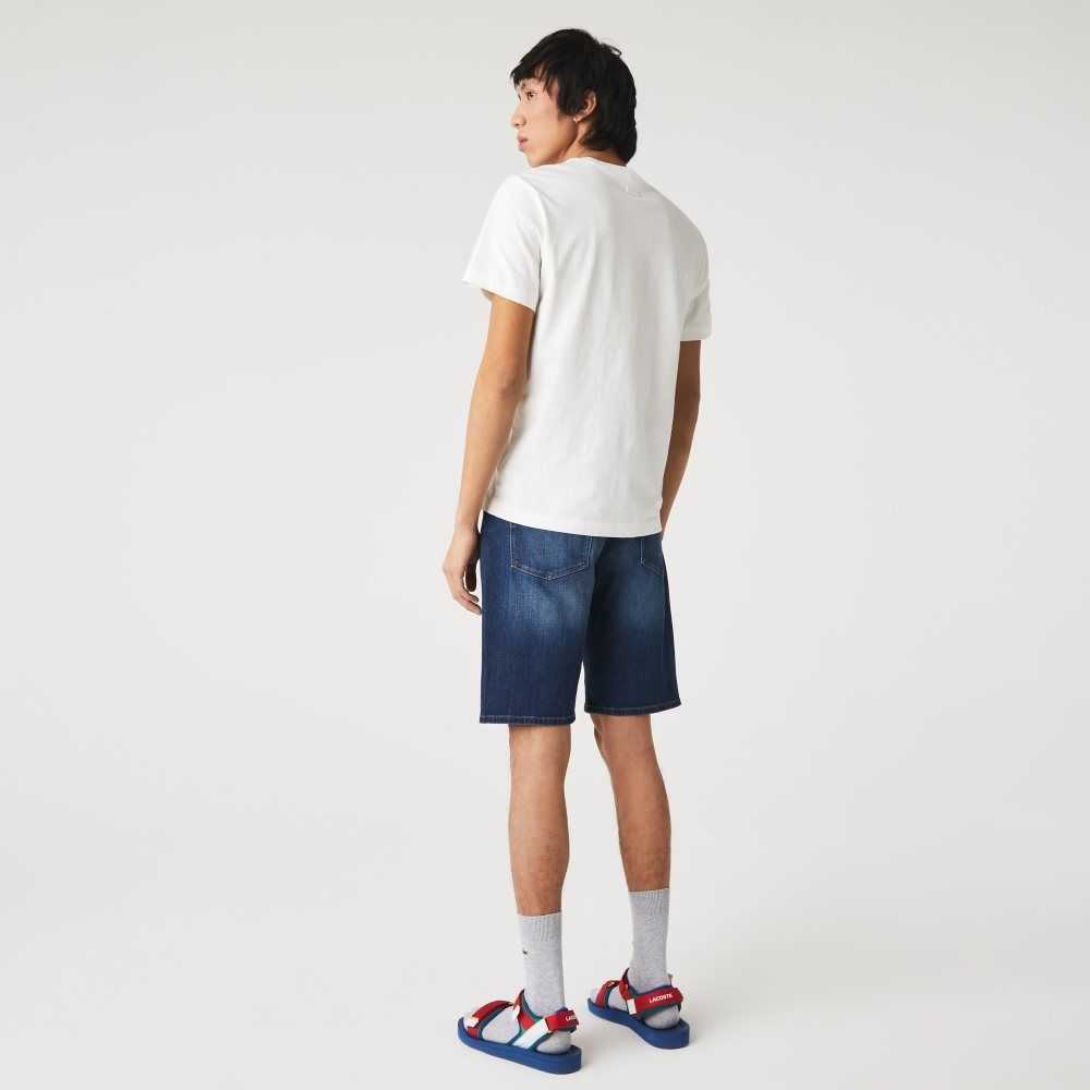 Lacoste Slim Fit Stretch Bomull Denim Bermuda Blå | DSFUO-4750