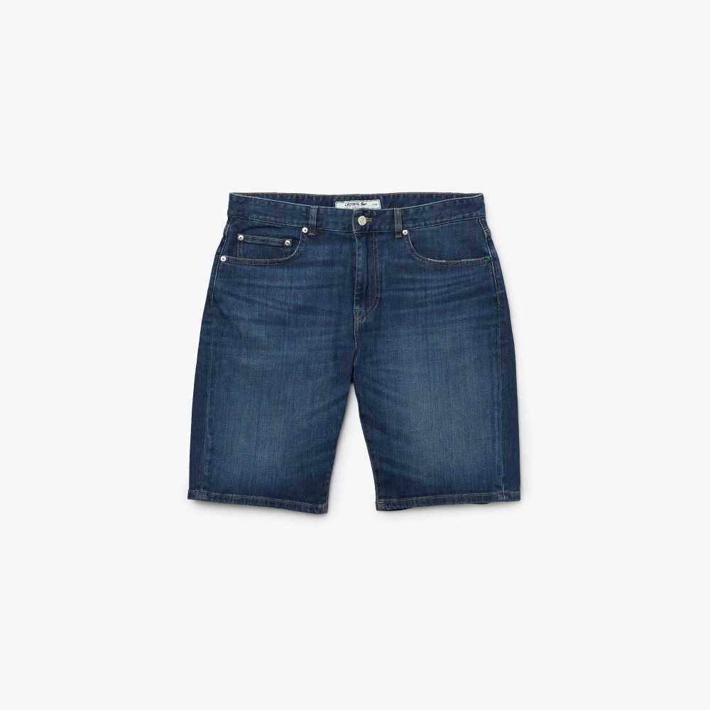 Lacoste Slim Fit Stretch Bomull Denim Bermuda Blå | DSFUO-4750