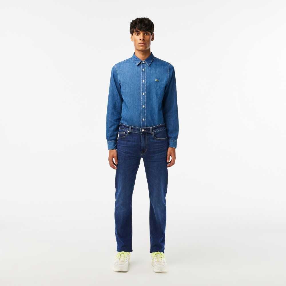 Lacoste Slim Fit Stretch Bomull Denim Blå | JZSDU-4013