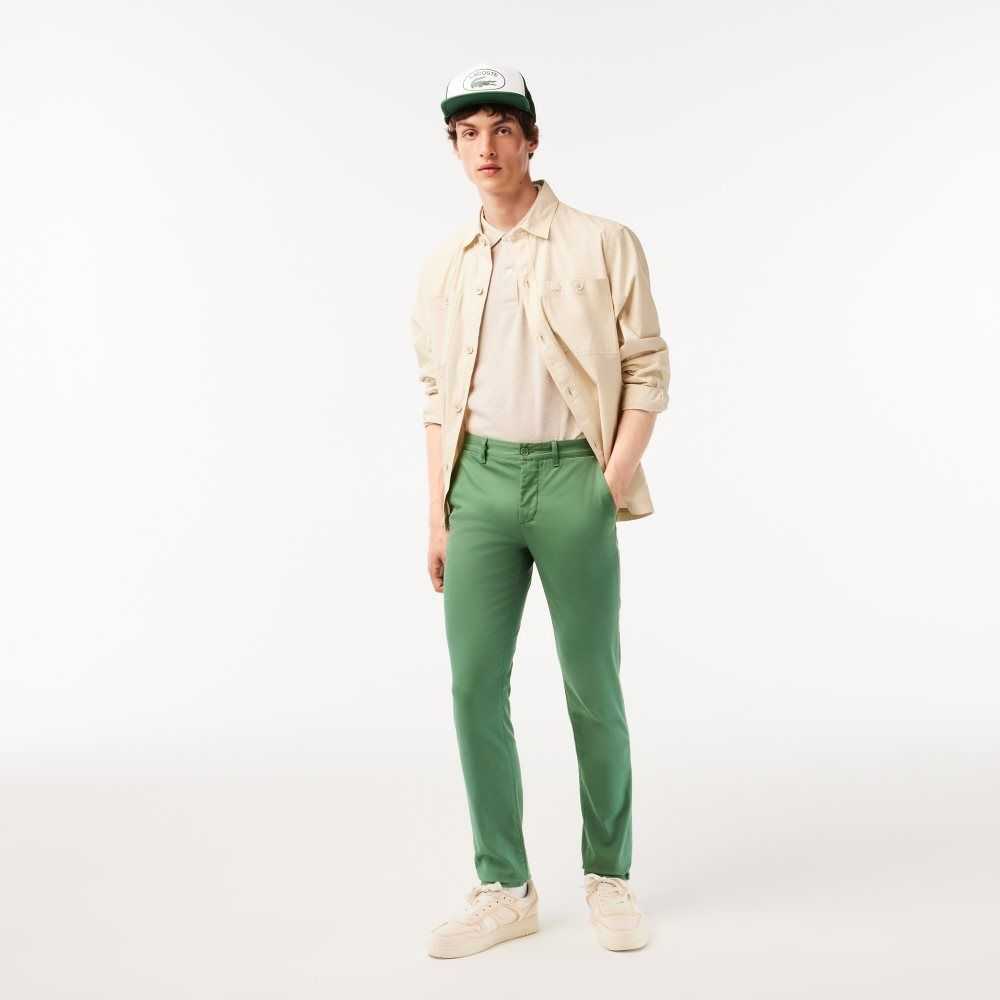 Lacoste Slim Fit Stretch Bomull Khaki Gröna | ATNMB-0941