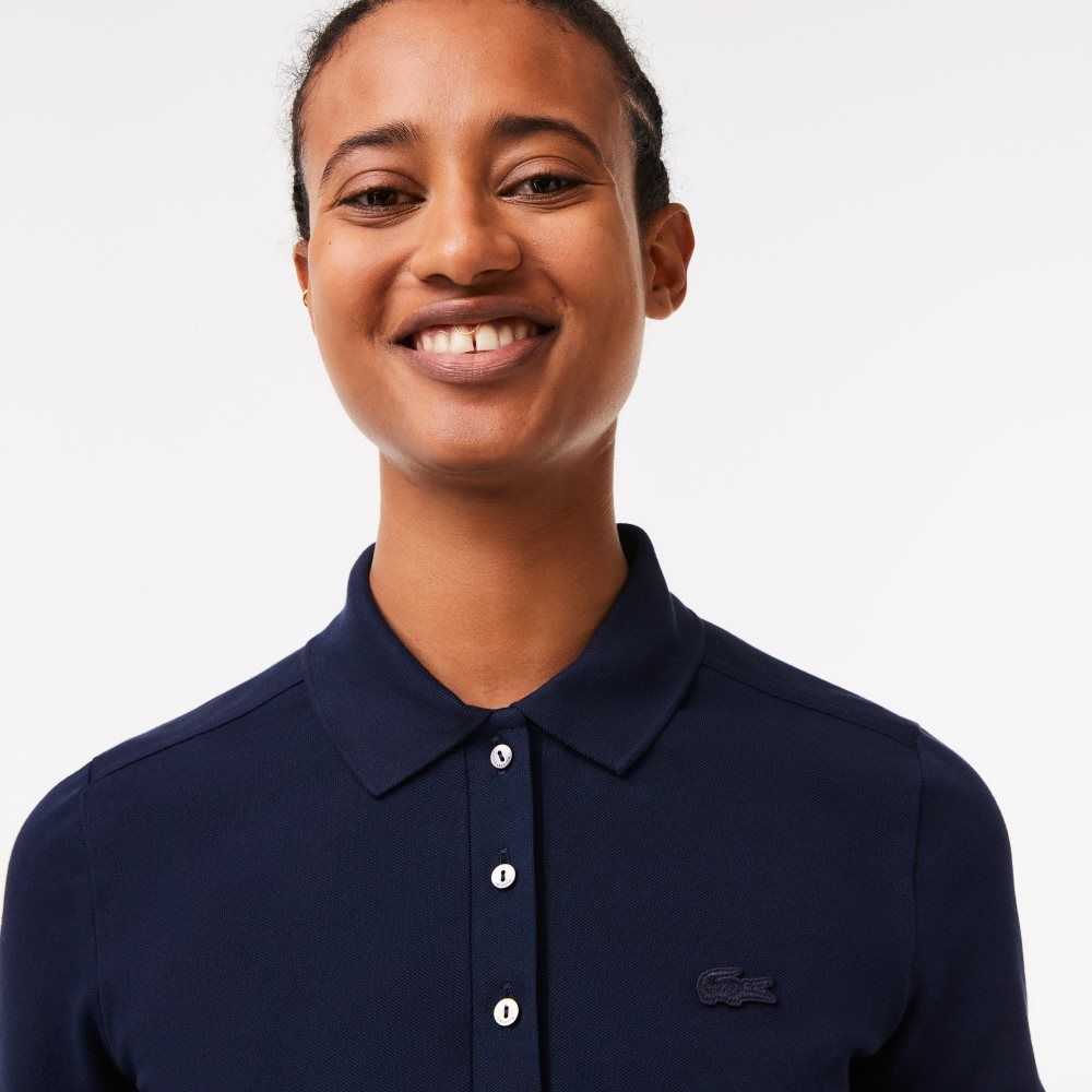 Lacoste Slim Fit Stretch Bomull Pique Marinblå Blå | UPRHB-1659