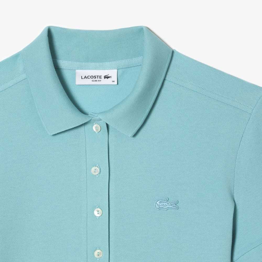 Lacoste Slim Fit Stretch Bomull Pique Mintgröna | TJFGL-0843