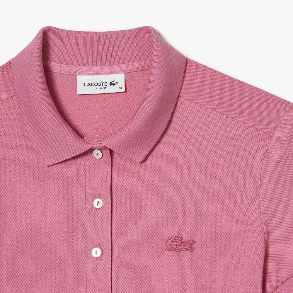 Lacoste Slim Fit Stretch Bomull Pique Rosa | KHMDB-9218