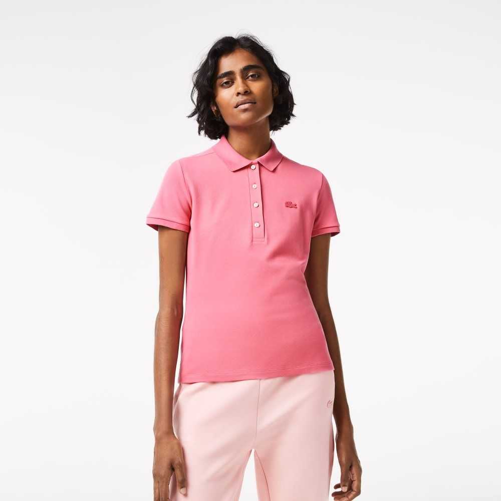 Lacoste Slim Fit Stretch Bomull Pique Rosa | KHMDB-9218