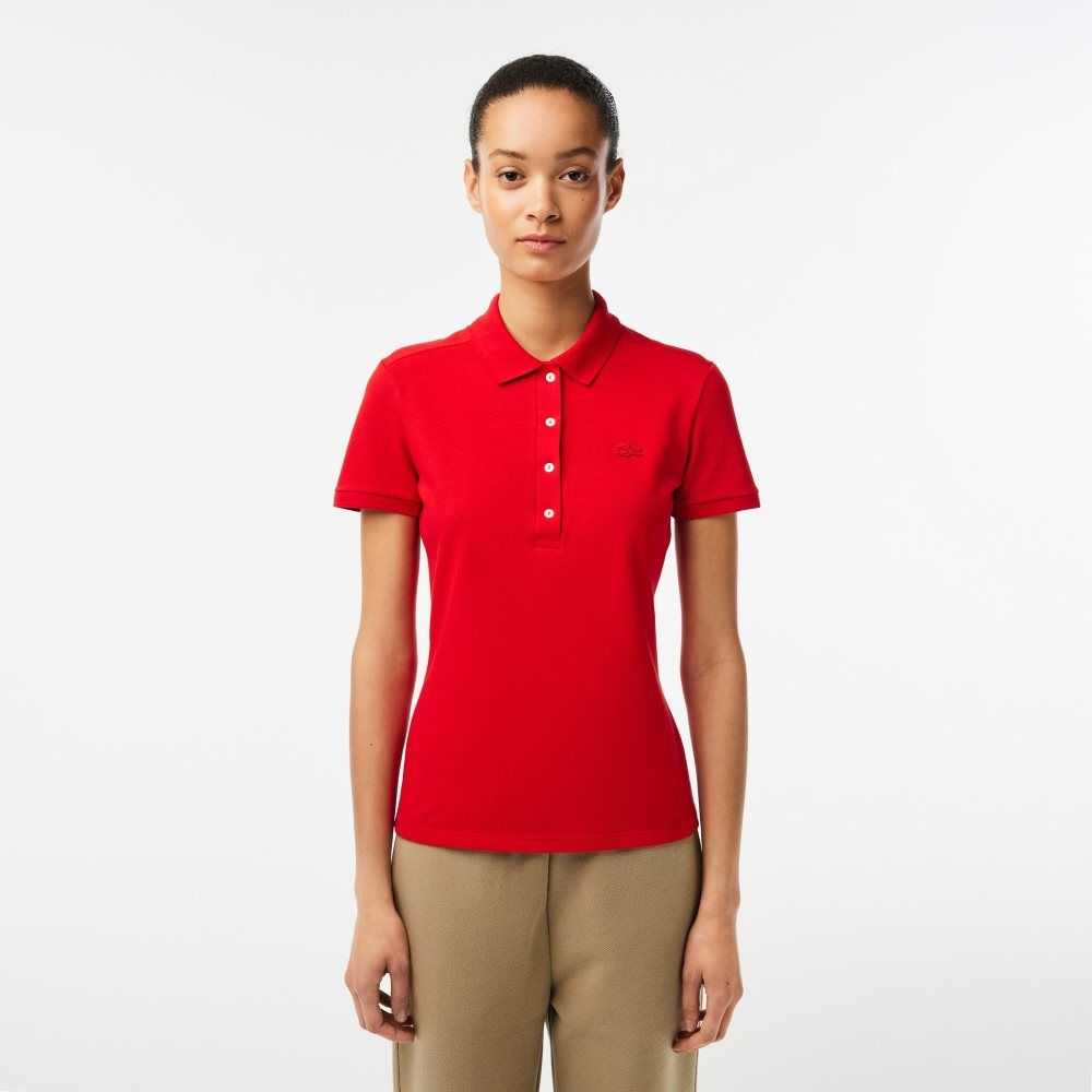 Lacoste Slim Fit Stretch Bomull Pique Röda | YGDIN-4938