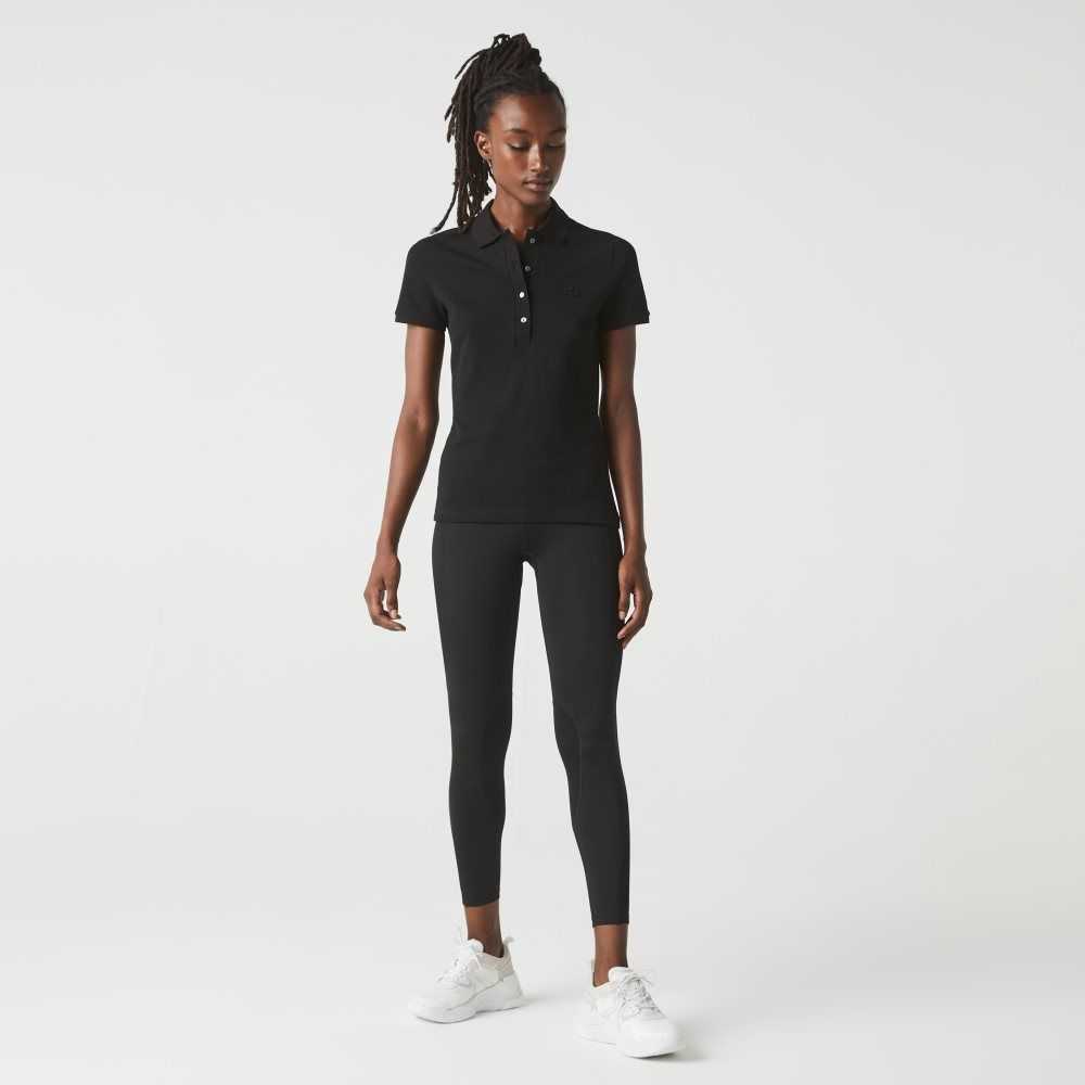 Lacoste Slim Fit Stretch Bomull Pique Svarta | IYUDW-0492