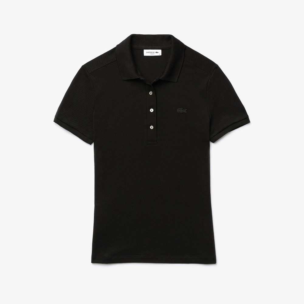 Lacoste Slim Fit Stretch Bomull Pique Svarta | IYUDW-0492