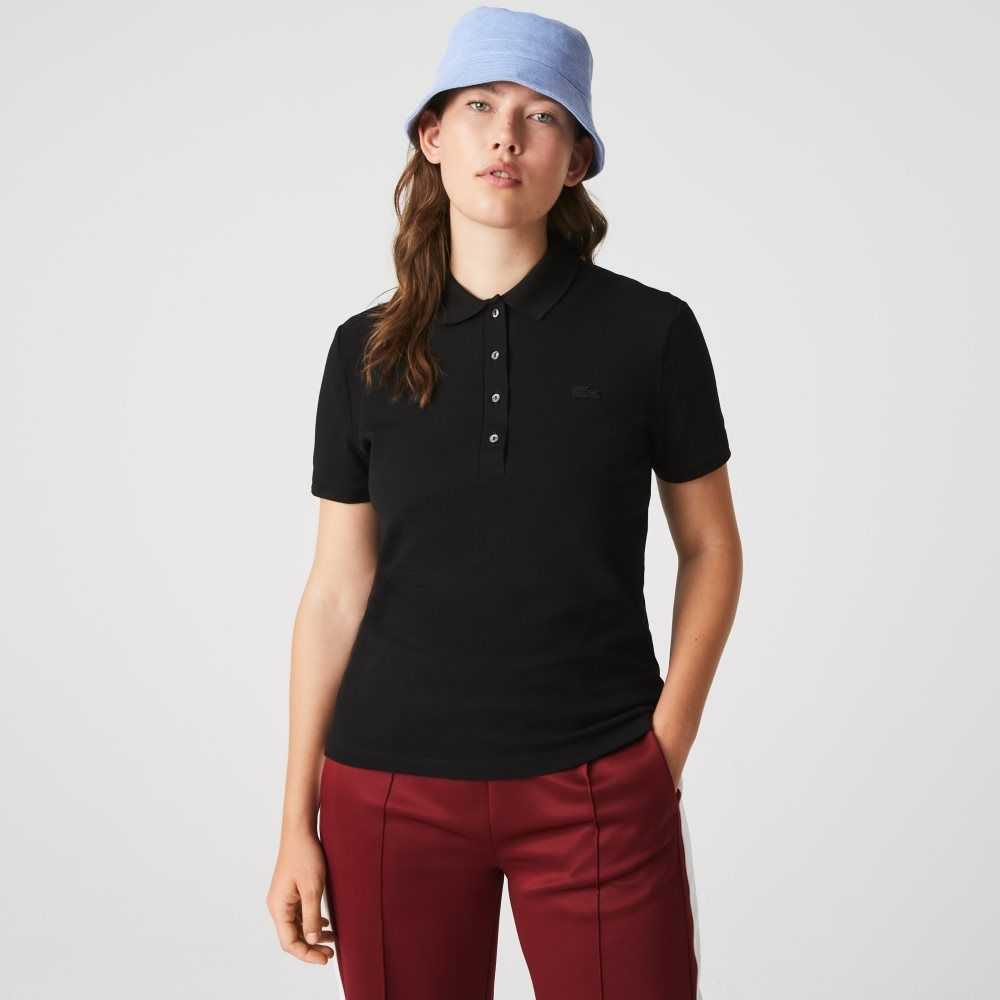 Lacoste Slim Fit Stretch Bomull Pique Svarta | IYUDW-0492