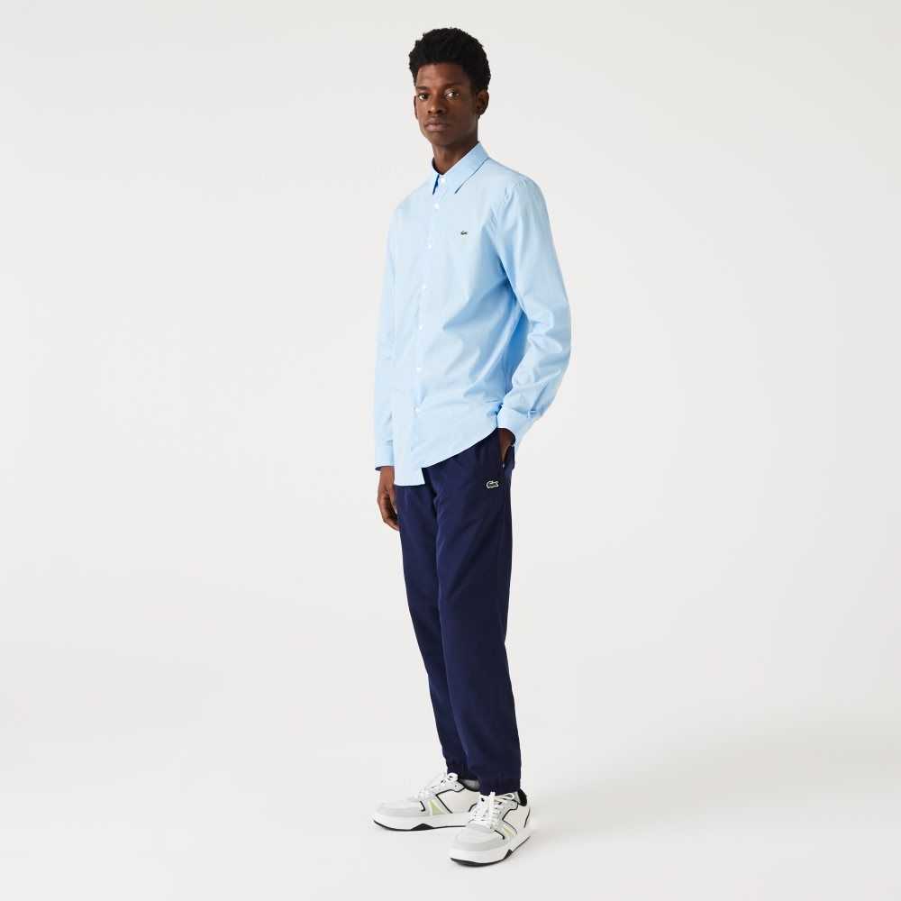 Lacoste Slim Fit Stretch Bomull Poplin Blå | HCBNV-2560