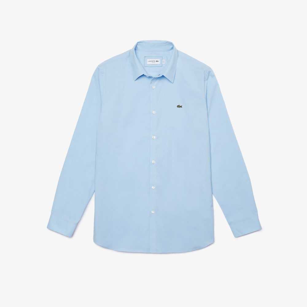 Lacoste Slim Fit Stretch Bomull Poplin Blå | HCBNV-2560