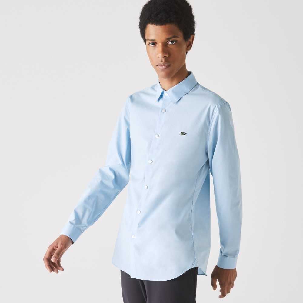 Lacoste Slim Fit Stretch Bomull Poplin Blå | HCBNV-2560